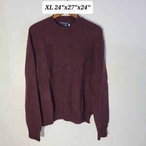Vintage 80s Manhattan Shetland Wool Maroon XL Men's Knit Sweater Made in USA